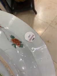A Chinese famille verte dish with figures in a landscape, Kangxi